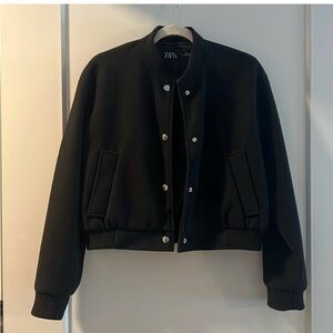 Zara Women's Classic Black Bomber Jacket